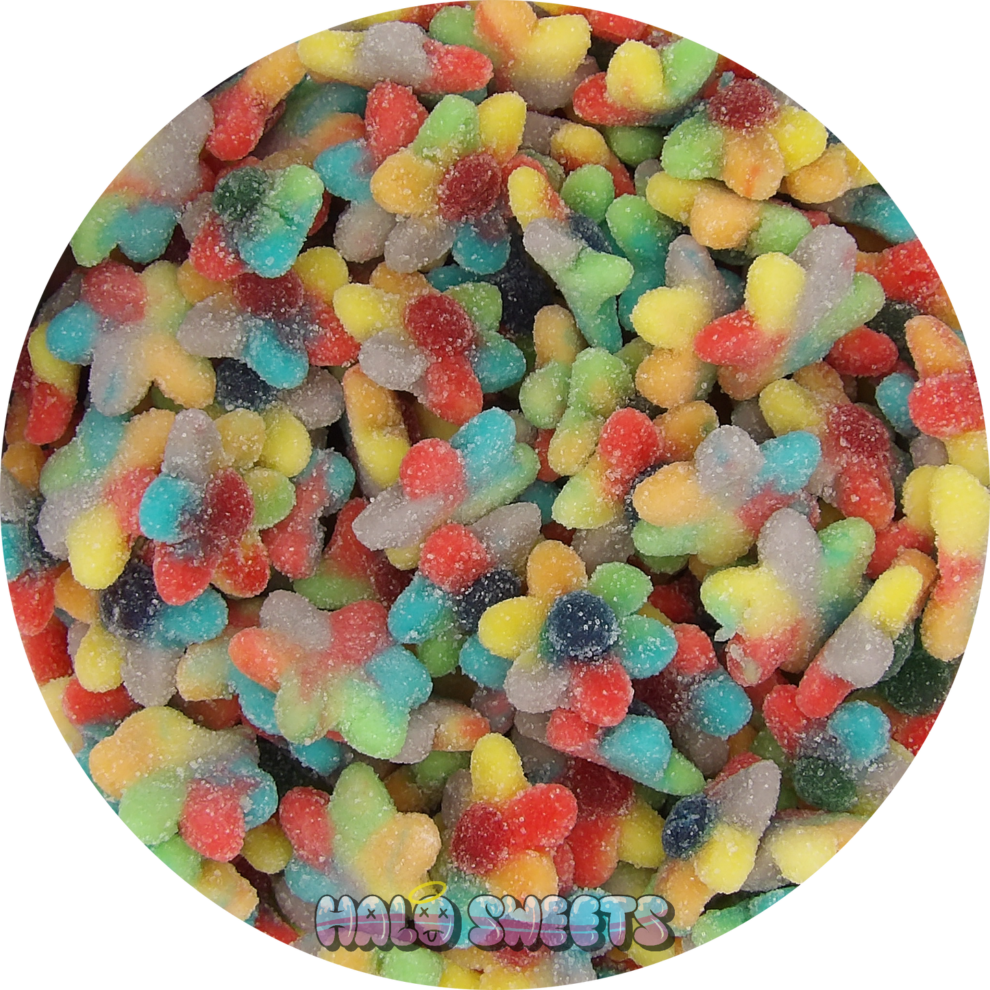 pick n mix halal sweets sour multicoloured flowers candy